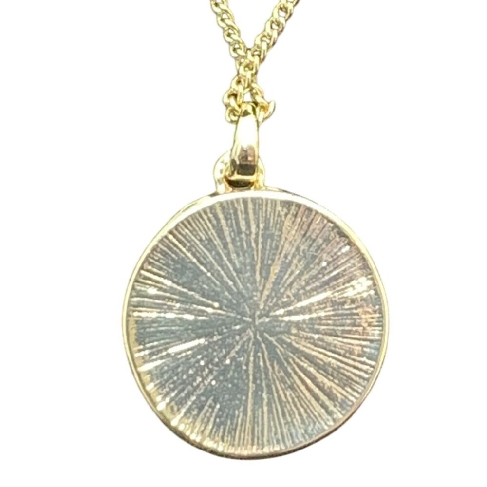 Avon Gold Tone Birth Flower Printed Pendant Necklace September (1701) - Picture 2 of 6